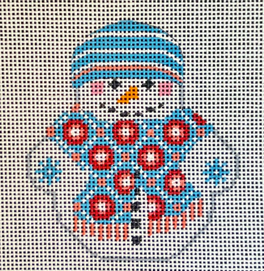 Snowman with Blue Flowered Scarf