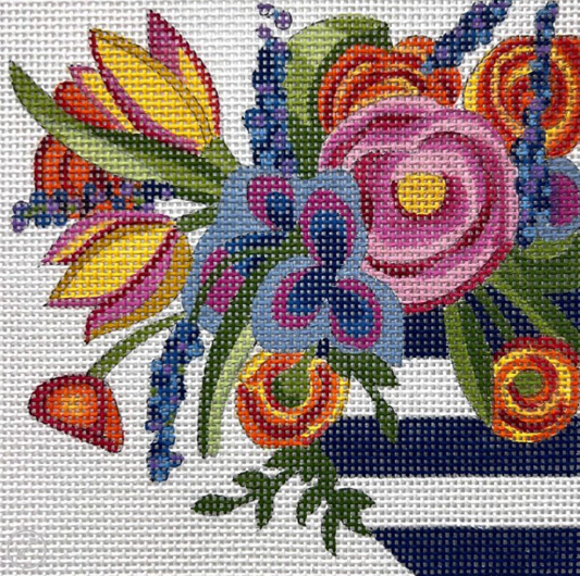 Floral in Stripe Vase