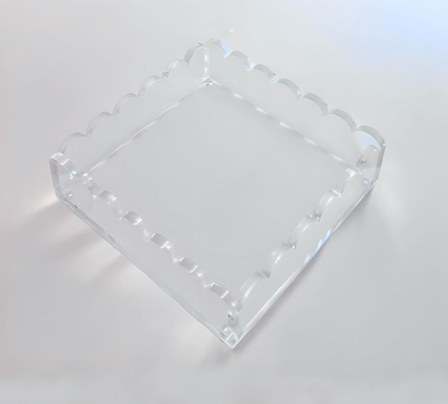 Acrylic Scalloped 10" Square Self Finishing Tray