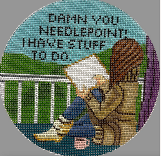 Damn You Needlepoint Round