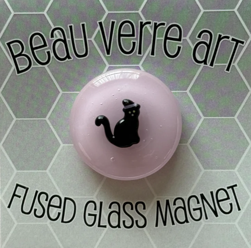 Black Cat Fused Glass Needle Minder