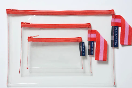 Clear Zip Pouch Bundle (x3 Sizes) – Red