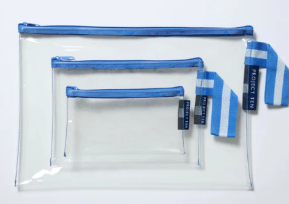 Clear Zip Pouch Bundle (x3 Sizes) – Blue