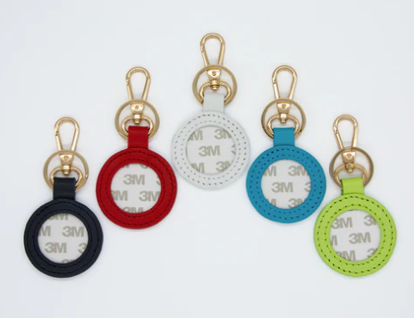 Planet Earth Circle Leather Key Fob