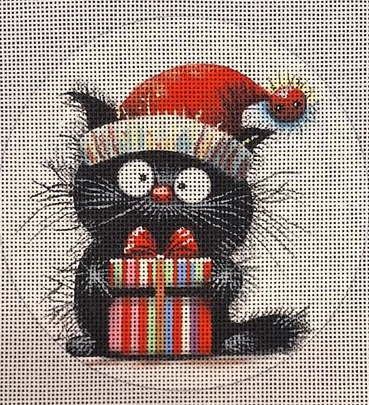 Black Cat with Santa Hat