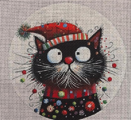 Black Cat with Santa Hat 2