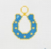 Blue horseshoe needlepoint ornament
