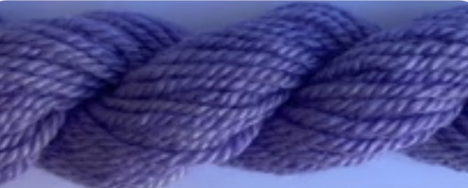 A close-up of a twisted purple cord.