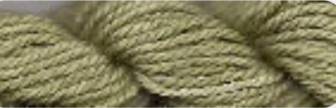 Twisted skein of yarn in a muted sage green color
