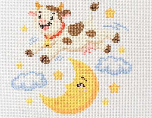 Cow jumping over moon needlepoint