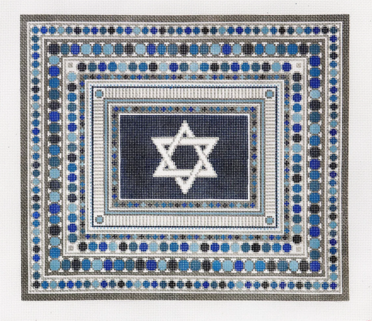 China Pattern XL w/Star of David (Silver & Blue)