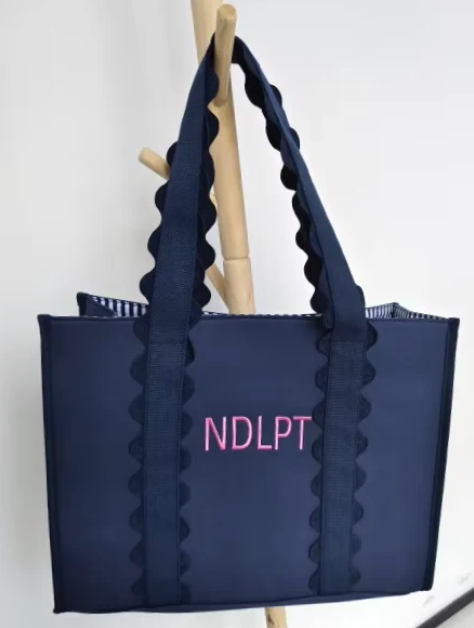 Navy NDLPT Tote with Striped Liner