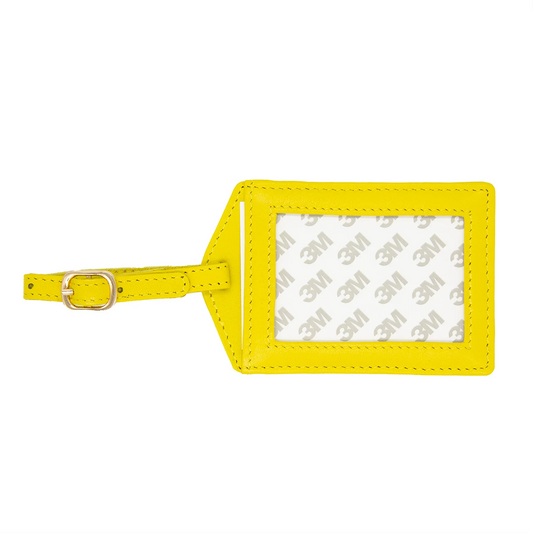 Leather Luggage Tag - Yellow