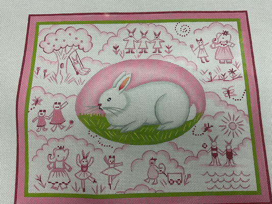 Toile Scene with Bunny Pink