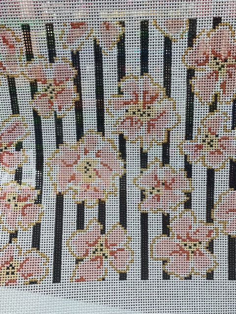 Coral Flowers and Stripe